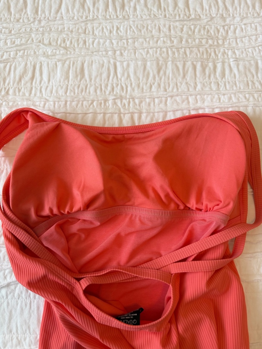 Catalina Ribbed Scoop One-Piece Swimsuit in Coral - Picture 7 of 12